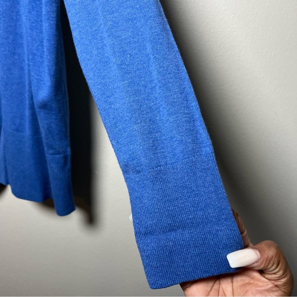 Brooks Brother Women Cardigan Sweater Large Blue Longline Cotton‎ Open Front - Picture 2 of 7